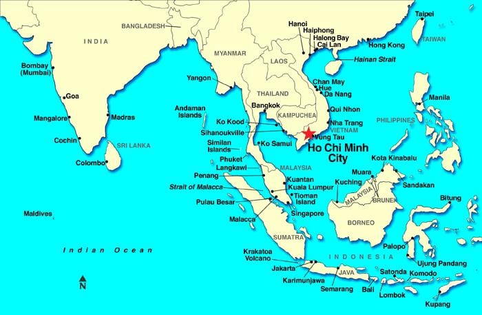 西贡的世界地图
