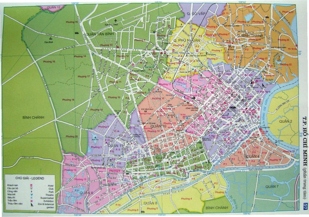 地图上的胡志明市的街道