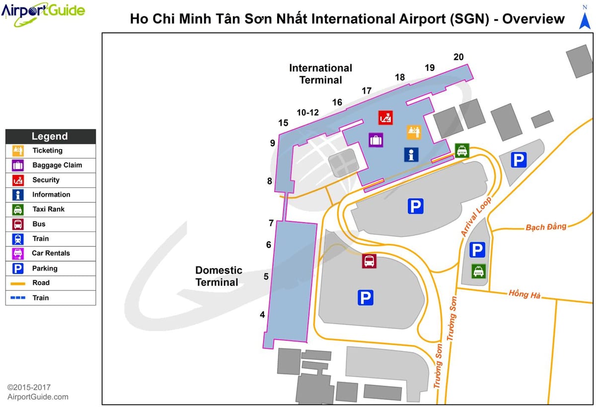 胡志明市机场的地图
