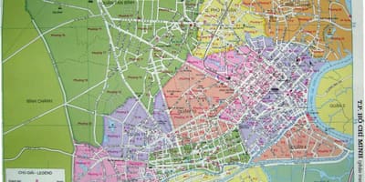 地图上的胡志明市的街道